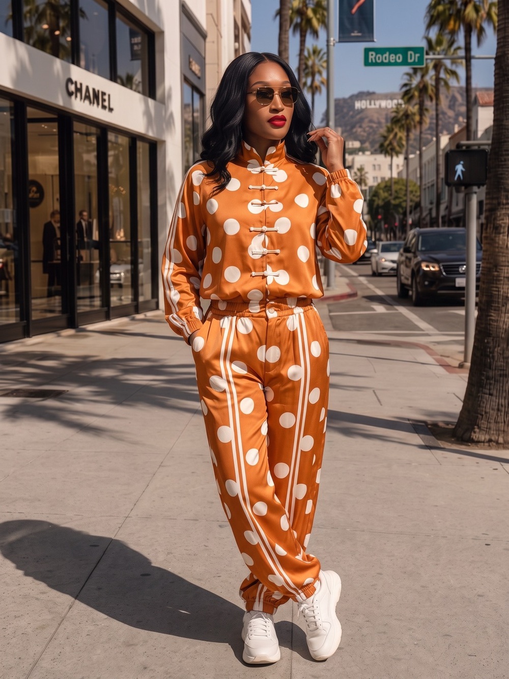 Polka Dot Track Joggers - Orange PolkaDots